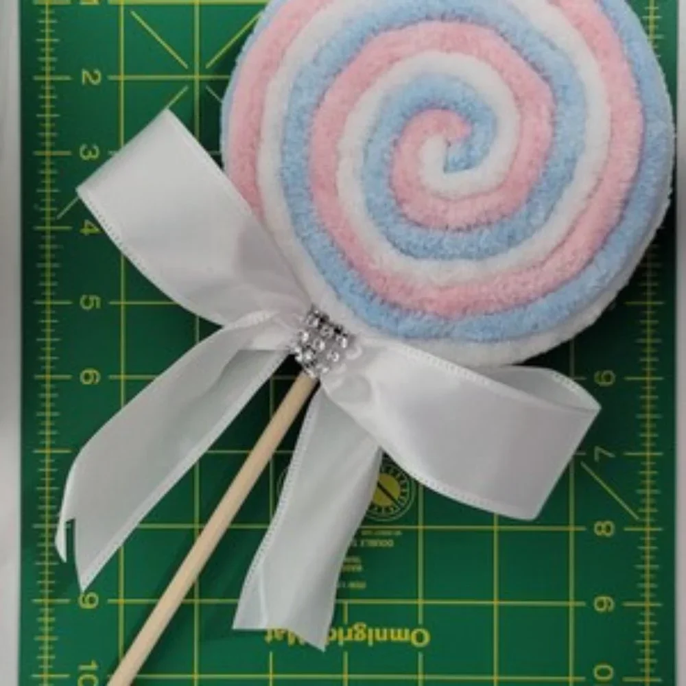 Decorative Velvety Yarn Baby Blue, Pink, & White Lollipop